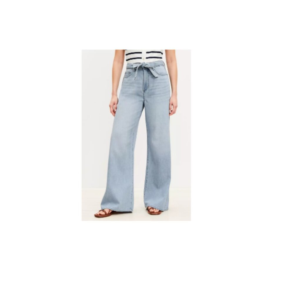 LOFT Light Blue High-Waist Wide-Leg Jeans - Picture 3 of 3